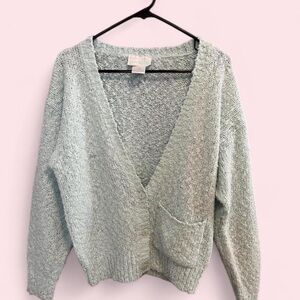 VTG Teal Mister Noah Deep V Neck Women's‎ Cardigan Sweater